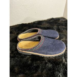 Lands End Marte Slipper Clog Womens 6 Wool Aztec Felted Mule Comfort Shoe